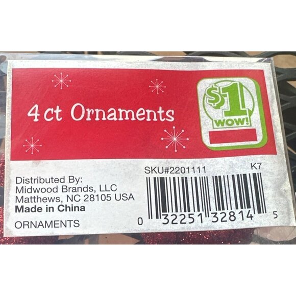 Midwood Brands, LLC 4-ct. Sparkling Red Reindeer Christmas Tree Ornaments (NWT) - Picture 5 of 7
